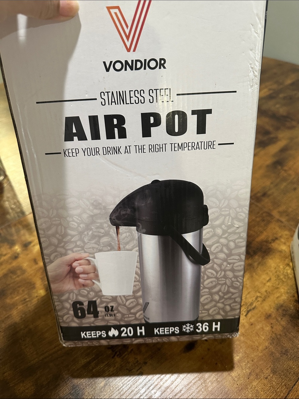 Vondior 64oz Stainless Steel Air Pot - Silver & Black